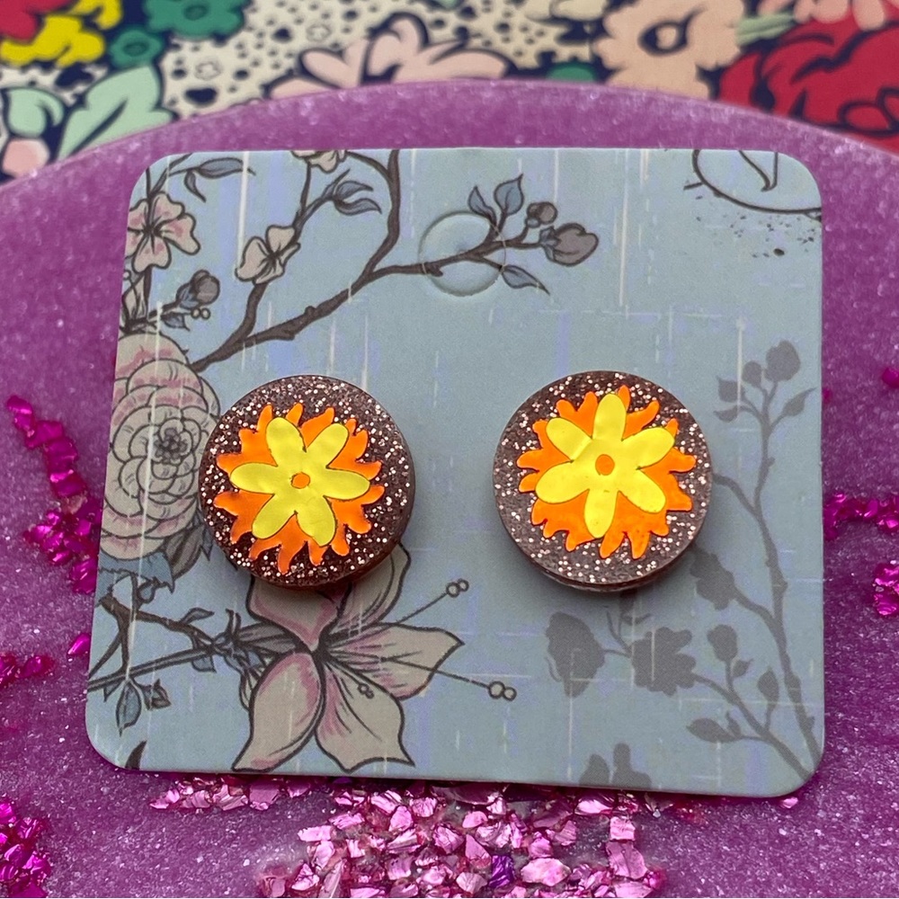 3 for $12 - Handmade Resin Floral Earrings